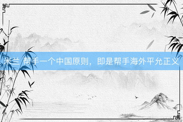 米兰 帮手一个中国原则，即是帮手海外平允正义