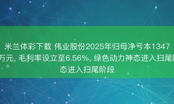 米兰体彩下载 伟业股份2025年归母净亏本1347.12万元, 毛利率设立至6.56%, 绿色动力神态进入扫尾阶段