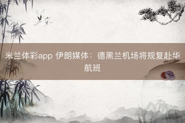 米兰体彩app 伊朗媒体：德黑兰机场将规复赴华航班